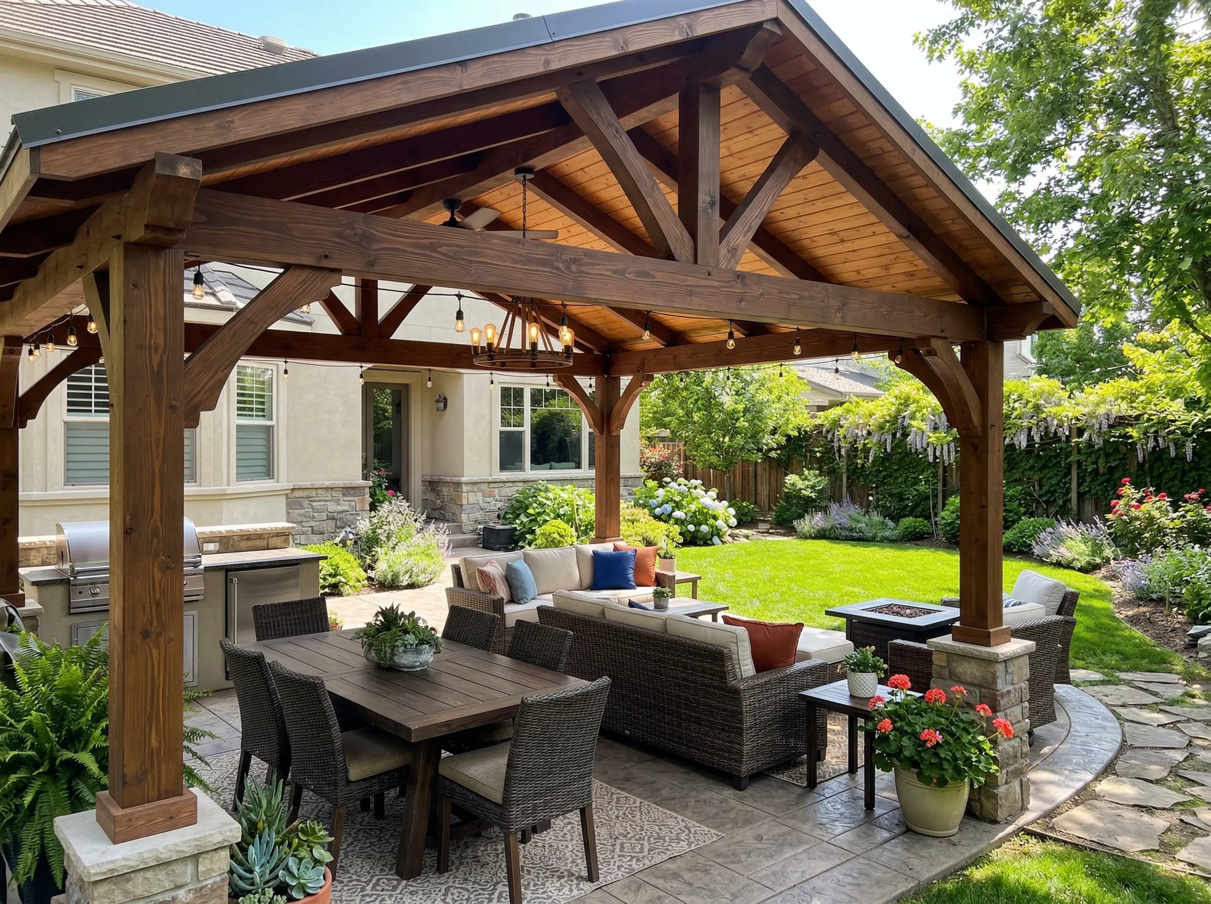 Covered outdoor living space in Johns Creek, GA