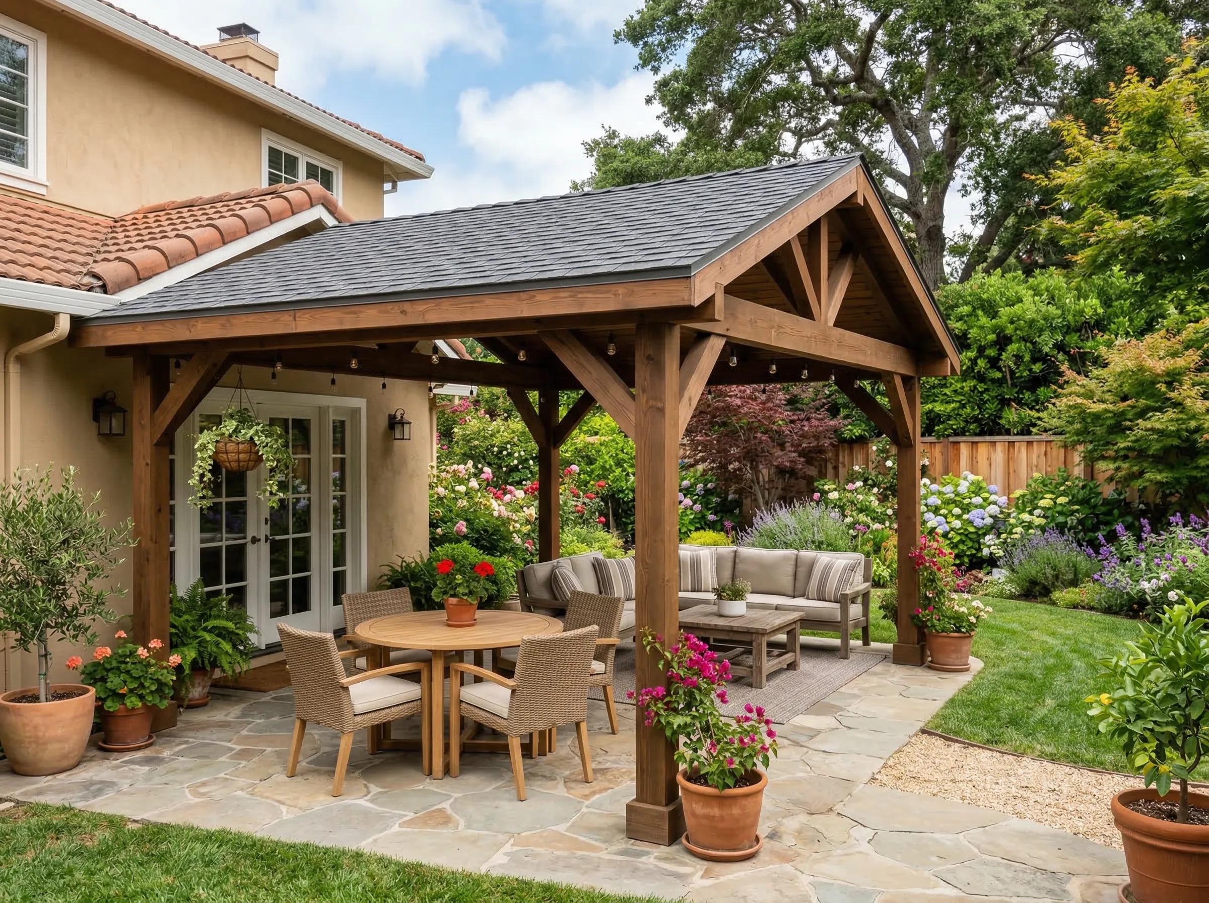 Backyard patio roofing in Johns Creek, GA